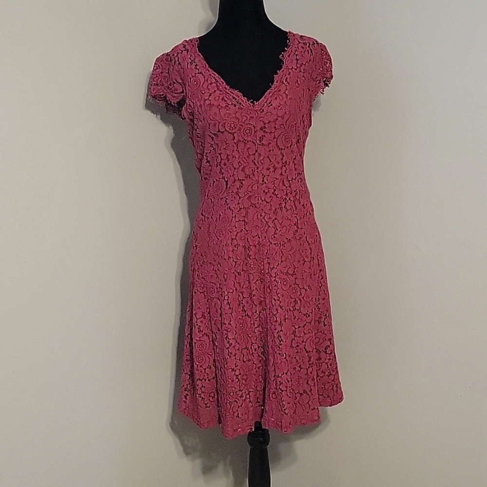 Burgundy Lace Mini Dress